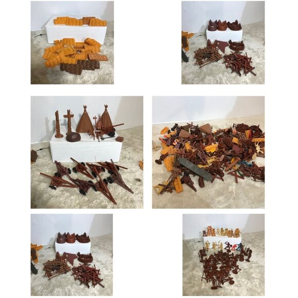 Western Toy Playset With Indians Cowboys & Accessories Mixed Lot Vintage - Picture 1 of 16